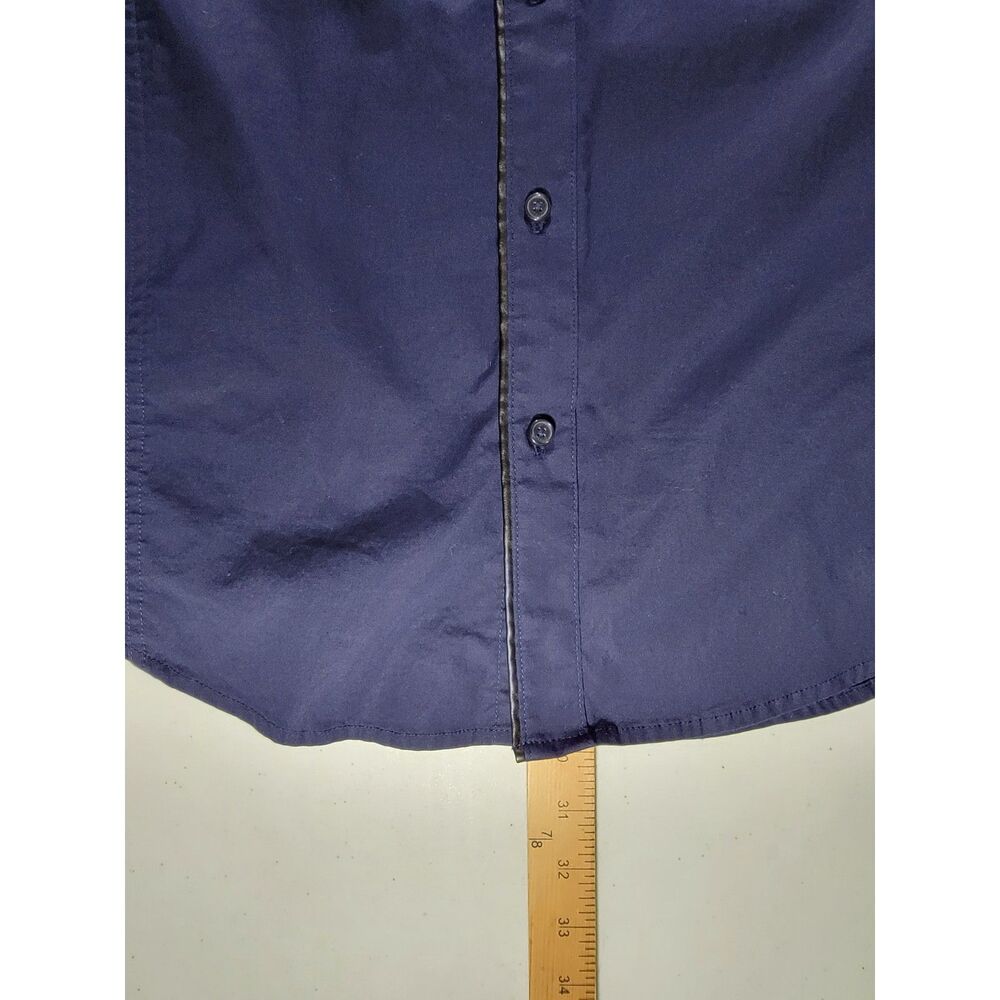 Guess Men's Navy Blue Long Sleeve Button Shirt - Large - Picture 4 of 8